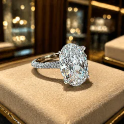 Oval Cut 18K White Gold Zircon Ring DIVIJEWL_RING17.3