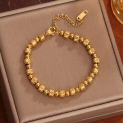 Textured Bead Bracelet in Gold Plating DIVIJEWL_BRAC27
