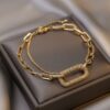 18k Plated Chain Bracelet- Sparkling Treasure 2 18k Gold Plated Zircon Chain Bracelet DIVIJEWL_BRAC4