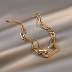 18k Plated Chain Bracelet- Sparkling Treasure 9 18k Gold Plated Zircon Chain Bracelet DIVIJEWL_BRAC4.2