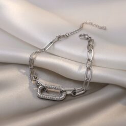 18k Plated Chain Bracelet- Sparkling Treasure 8 18k Gold Plated Zircon Chain Bracelet DIVIJEWL_BRAC4.3