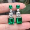 Vintage Geometric Emerald Zircon Earrings - 18K Sparkling Treasure 1 Emerald Zircon Earrings DIVIJEWL_EARR12