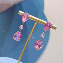 1 Pair Gorgeous Pink Water Drop Earrings 7 Gorgeous Pink Water Drop Earrings DIVIJEWL_EARR21