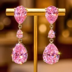 Gorgeous Pink Water Drop Earrings DIVIJEWL_EARR21.1.1