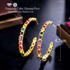 Rainbow 18K Plated Round Hoop Earrings - Sparkling Treasure 13 Gold Plated Round Hoop Earrings DIVIJEWL_EARR32.2