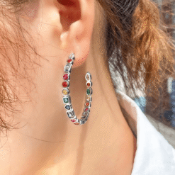 Rainbow 18K Plated Round Hoop Earrings - Sparkling Treasure 12 Gold Plated Round Hoop Earrings DIVIJEWL_EARR32.3