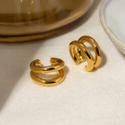 18K Gold Plated Ear Cuffs - Sparkling Treasure 13 18K Gold Plated Ear Cuffs DIVIJEWL_EARR33.2