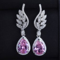 18K Pink Dangle Angel Wing Earrings - Sparkling Treasure 8 Pink Dangle Angel Wing Earrings DIVIJEWL_EARR5.1