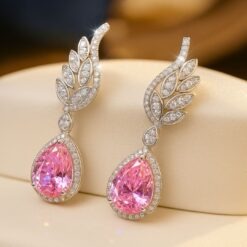 Pink Dangle Angel Wing Earrings DIVIJEWL_EARR5.4