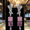 Silver Plated Pink Knot Dangle Earrings - 18K Sparkling Treasure 1 Pink Knot Dangle Earrings DIVIJEWL_EARR6.10
