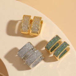 Elegant Rectangle Shaped Earrings - 18K Sparkling Treasure 9 DIVIJEWL EARR9 1
