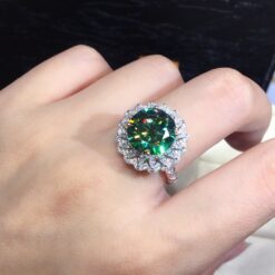 Halo Round Cut Green 925 Sterling Silver Ring 9 Halo Round Cut Green 925 Sterling Silver Ring DIVIJEWL_RING10.4