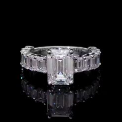 14k White Gold 3.750 Ct Emerald Cut Ring DIVIJEWL_RING11.7