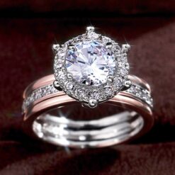 Two color 18K Zircon Engagement Ring Rose Gold 9 two color 18K Zircon Engagement Ring DIVIJEWL_RING15.2