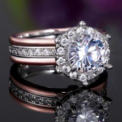 two color 18K Zircon Engagement Ring DIVIJEWL_RING15.3