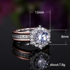Two color 18K Zircon Engagement Ring Rose Gold 8 two color 18K Zircon Engagement Ring DIVIJEWL_RING15.4