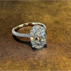 Oval Cut 18K White Gold Zircon Ring 7 Oval Cut 18K White Gold Zircon Ring DIVIJEWL_RING17