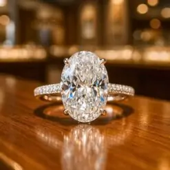 Oval Cut 18K White Gold Zircon Ring DIVIJEWL_RING17.1