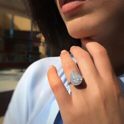 18K Pear Cut Zircon Diamond Ring DIVIJEWL_RING27.2