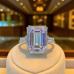 Large Emerald Cut Zircon Ring DIVIJEWL_RING33.5