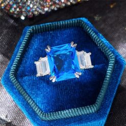 925 Silver Turkish Handmade Blue Zircon Ring DIVIJEWL_RING9.1