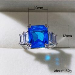 Exquisite 925 Turkish Handmade Blue Ring 7 925 Silver Turkish Handmade Blue Zircon Ring DIVIJEWL_RING9.3