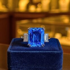 925 Silver Turkish Handmade Blue Zircon Ring DIVIJEWL_RING9.6