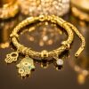Graceful Evil Eye Detail Hamsa Bracelet - 18K Plated Treasure 2 Evil Eye Detail Hamsa Bracelet DIVIJEWL_BRAC17.1