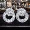 Luxury Double Circle Ear Stud Silver - 18K Sparkling Treasure 2 Luxury Double Circle Ear Stud Silver.1