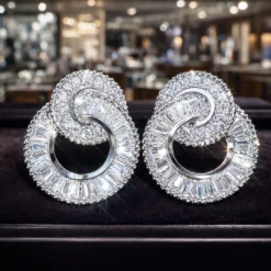 Luxury Double Circle Ear Stud Silver.1
