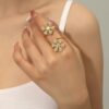 Shinny Flower Ring In CZ Diamond DIVIJEWL_RING55 2 Shinny Flower Ring In CZ Diamond DIVIJEWL_RING55