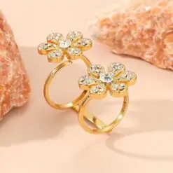 Shinny Flower Ring In CZ Diamond DIVIJEWL_RING55.1
