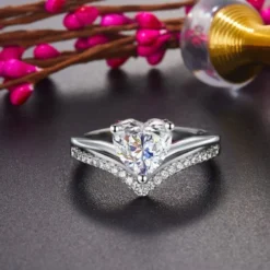 Heart Ring - Glam Heart Shape CZ Diamond DIVIJEWL_RING53