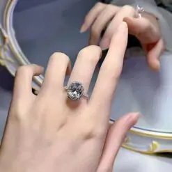 Oval Cut 18K White Gold Zircon Ring 7 Oval Cut 18K White Gold Zircon Ring DIVIJEWL_RING71.1