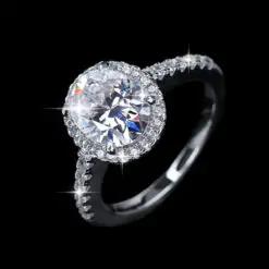Oval Cut 18K White Gold Zircon Ring DIVIJEWL_RING71.10