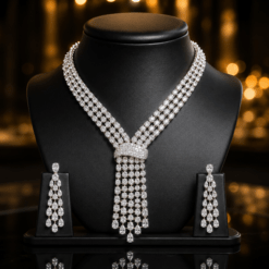 DiviJewl - Online shopping for artificial jewellery, imitation jewellery. 37 Super Shiny Luxury CZ Diamond Big Necklace Set DIVIJEWL_NECK36.3