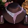 Shimmering Pink White Water Drop CZ Diamond Necklace 2 Shimmering Pink White Water Drop CZ Diamond Necklace DIVIJEWL_NECK28