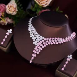Shimmering Pink White Water Drop CZ Diamond Necklace 6 Shimmering Pink White Water Drop CZ Diamond Necklace DIVIJEWL_NECK28.2