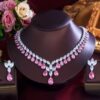 Shimmering Water Drop Shape Necklace and Earrings Set in Pink 1 Shimmering Water Drop Shape Necklace and Earrings Set in Pink DIVIJEWL_NECK30