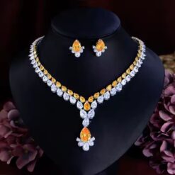 Shimmering 2 Layer Water Drop Necklace Earring Set DIVIJEWL_NECK32 7 Shimmering 2 Layer Water Drop Necklace Earring Set DIVIJEWL_NECK32