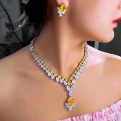 Shimmering 2 Layer Water Drop Necklace Earring Set DIVIJEWL_NECK32.1