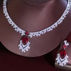 Gorgeous CZ Red Necklace and Earrings Set DIVIJEWL_NECK33 7 Gorgeous CZ Red Necklace and Earrings Set DIVIJEWL_NECK33.2