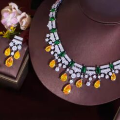 Glamorous Yellow CZ Dangle Water Drop Set DIVIJEWL_NECK34 7 Glamorous Yellow CZ Dangle Water Drop Set DIVIJEWL_NECK34.2