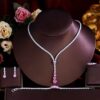4pcs Glittering Cubic Zircon White Pink Necklace Set 2 4pcs Glittering Cubic Zircon White Pink Necklace Set
