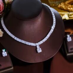 Elegant Shiny White Square CZ Diamond Necklace Set DIVIJEWL_NECK37.1