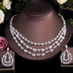 Shiny CZ Diamond Dubai 3 Layered Wedding Necklace DIVIJEWL_NECK38