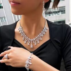 Luxury Dubai Style CZ Diamond Jewelry Set DIVIJEWL_NECK39.1