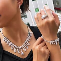Luxury Dubai Style CZ Diamond Jewelry Set DIVIJEWL_NECK39 7 Luxury Dubai Style CZ Diamond Jewelry Set DIVIJEWL_NECK39.2