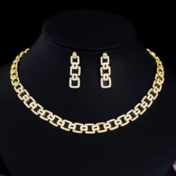 18k Gold Plated CZ Diamond Necklace and Earrings 8 18k Gold Plated CZ Diamond Necklace and Earrings DIVIJEWL_NECK40.1