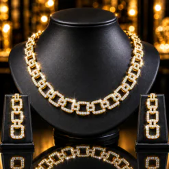 18k Gold Plated CZ Diamond Necklace and Earrings DIVIJEWL_NECK40.5